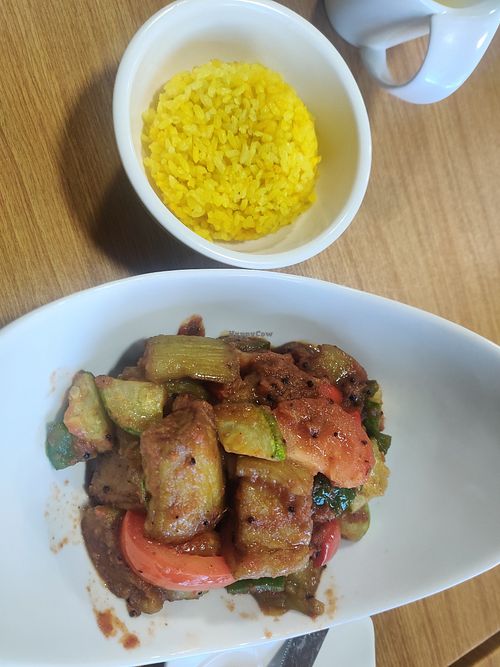 Fried eggplant at Govinda's Healthy Cafe in Ulaanbaatar