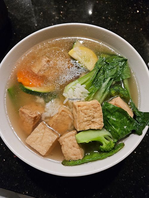 Vegan soup with mushrooms at Young's Café Vietnamese Cuisine in Fort Collins