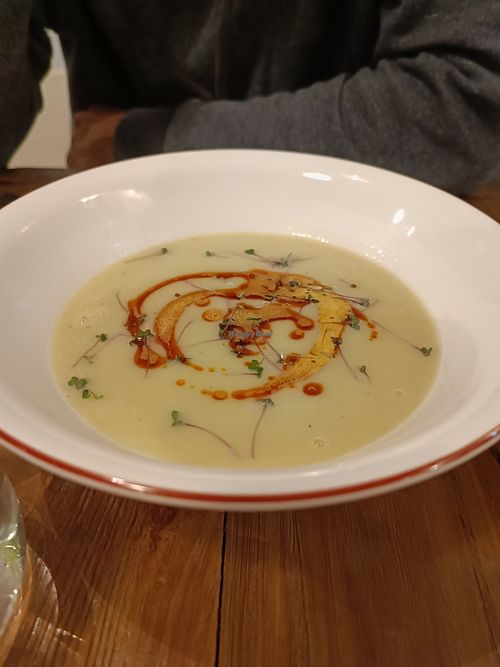 Soup of the day (cream leek) at Vegan Dükkan Lokanta - The Eatery in Istanbul
