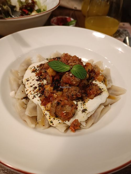 Mantı (Turkish ravioli) at Vegan Dükkan Lokanta - The Eatery in Istanbul