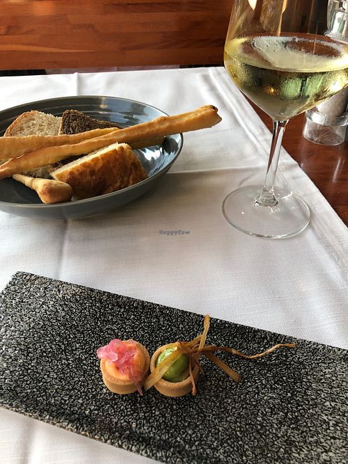 Bread selection and very flavoursome hors d'oeuvres, with local San Marino white wine (mineral filtration). at Hotel Ristorante Cesare in San Marino City