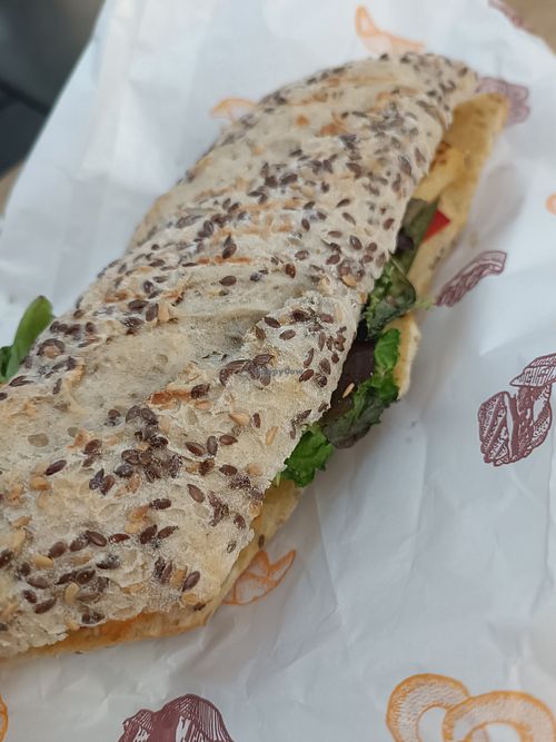 Vegan sandwich with tofu at Leroy Bistro in Budapest