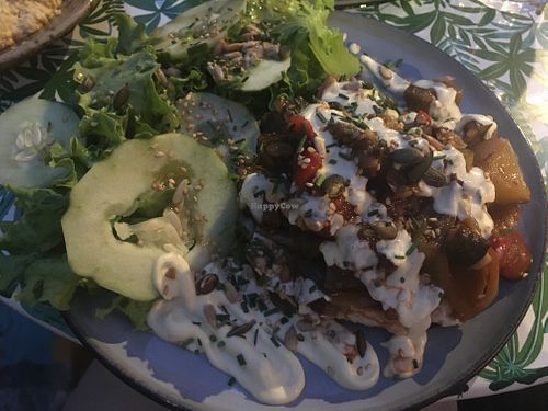 Corn fritters with ratatouille and salad at Mariposas in Marseille