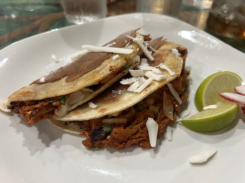 Jackfruit birria tacos   at El Papagayo in Carmichael