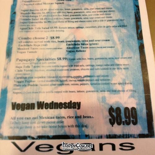 vegan options at El Papagayo in Carmichael