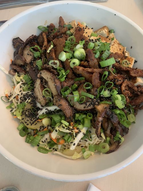 Somen noodle salad with mushrooms & tofu - bomb!  at Kau Kau in Sacramento
