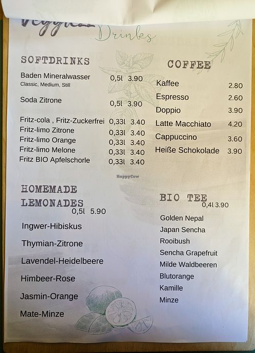 Menu page at Veggiezz at Ma'Rinas - Veggiezz in Karlsruhe