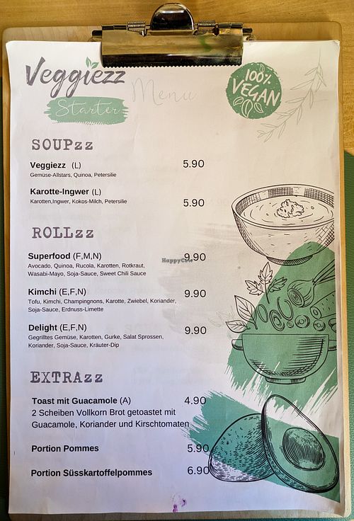Menu page at Veggiezz at Ma'Rinas - Veggiezz in Karlsruhe