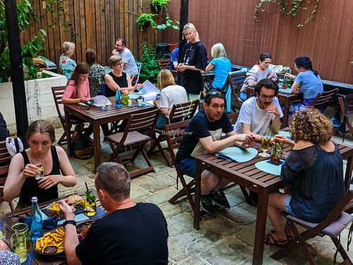 Back patio outdoor seating at Veggiezz at Ma'Rinas - Veggiezz in Karlsruhe