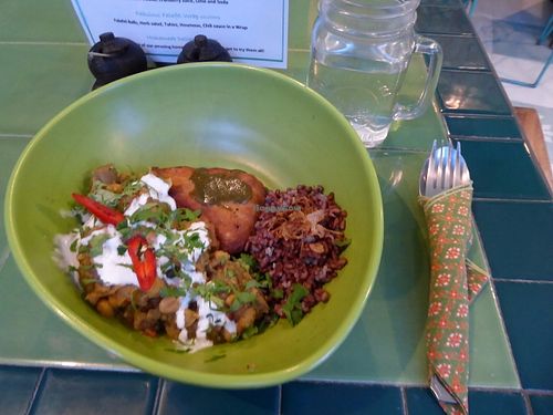 Indian Chickpea, Aubergine and Spinach Curry at Akar Cafe in Lovina