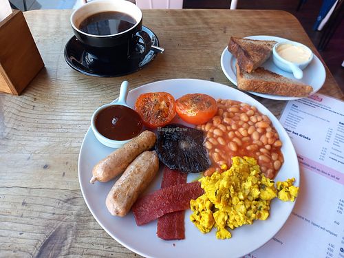 Vegan full breakfast with tofu scramble. at The Cheeky Vegan in Exeter