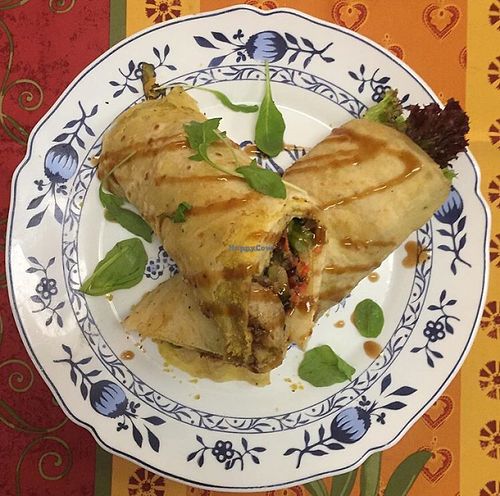 crispy chicken roti wrap- TO DIE FOR  at TerraZen Centre in Amsterdam