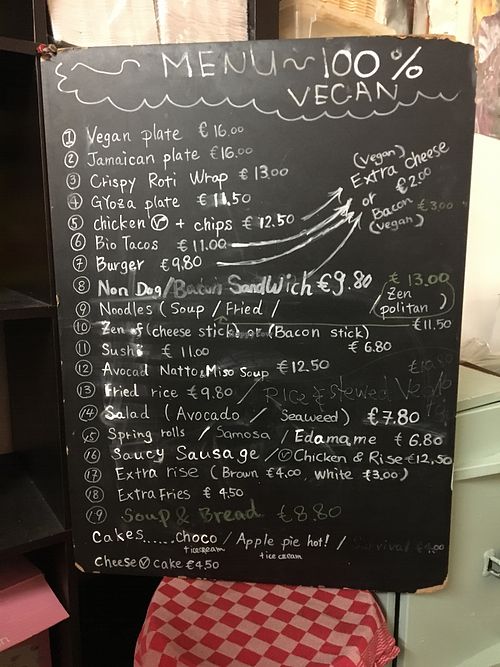 Menu on 5th October 2018 at TerraZen Centre in Amsterdam