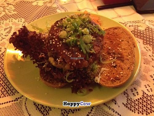 Vegan chicken katsu burger at TerraZen Centre in Amsterdam