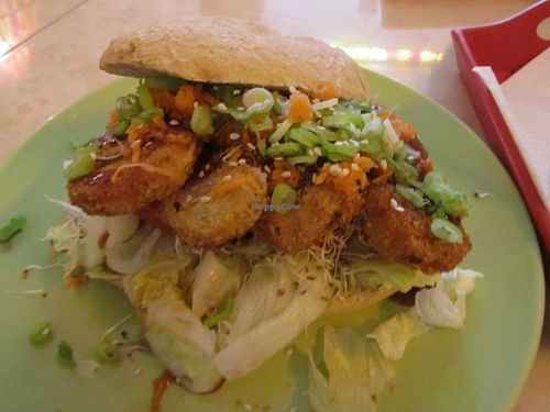 tempeh burger at TerraZen Centre in Amsterdam