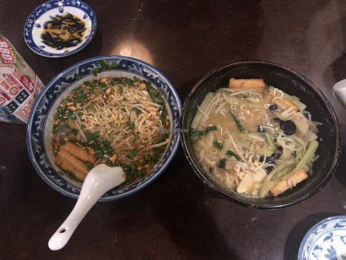 Hida miso ramen and Chinese chive ramen  at Heianraku in Takayama