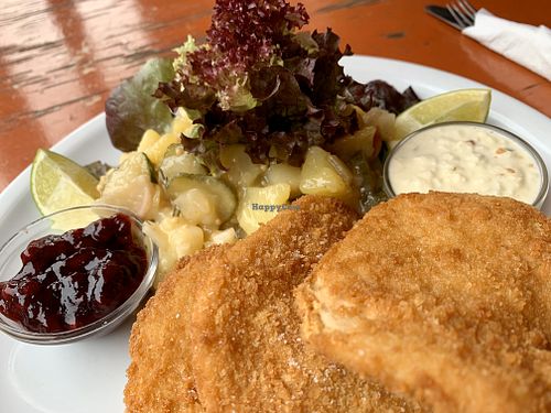 celeriac schnitzel nom nom at EmmaPea Vegan Food and Bar in Berlin