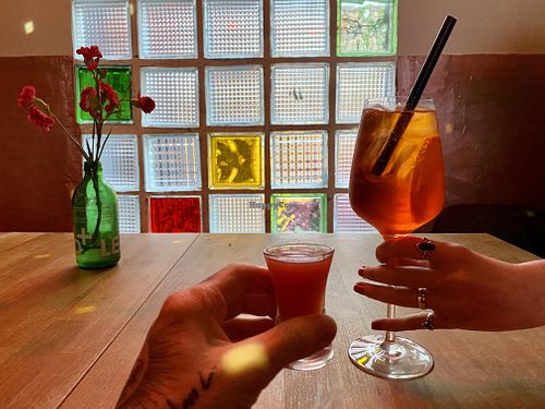 cheers 🍻 at EmmaPea Vegan Food and Bar in Berlin