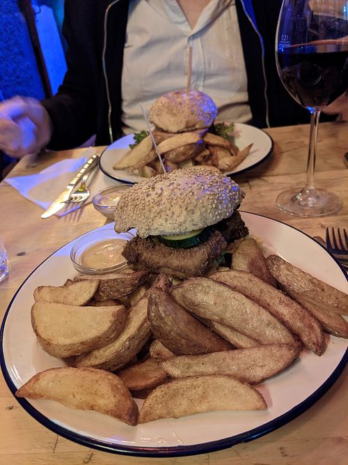 Vegan burger at EmmaPea Vegan Food and Bar in Berlin