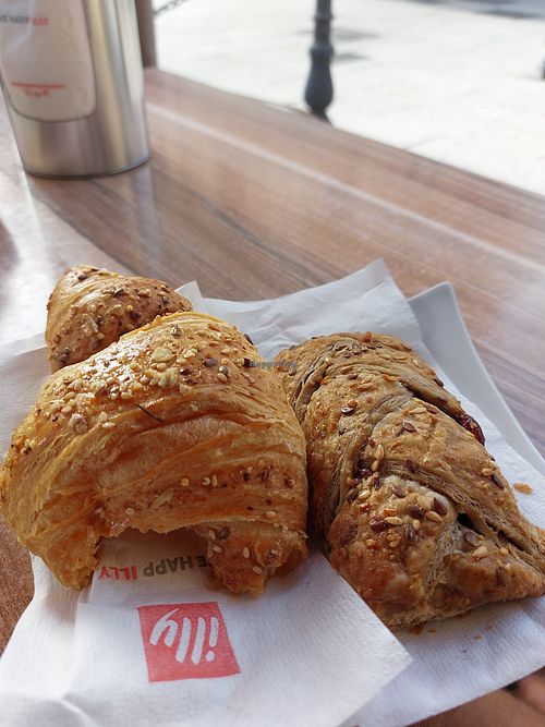 Orange croissant and raspberry treccia at Cafè Matteotti in Olbia