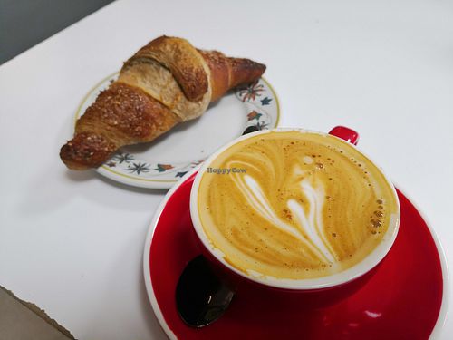 Flat white with vegan croissants at Sustain Coffee in Hatfield