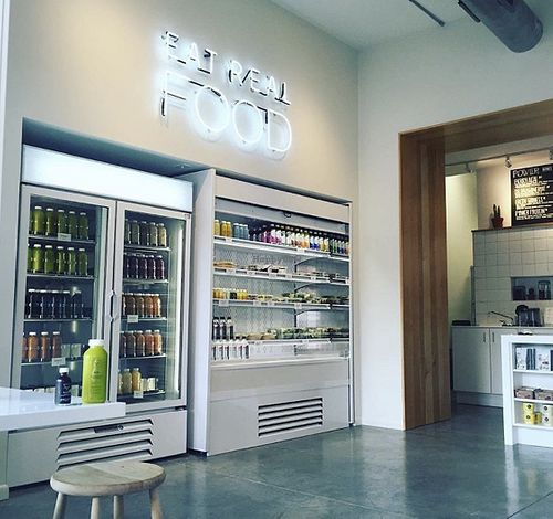 Juices and ready-made bowls and salads  at Rooted Juicery & Kitchen in Cincinnati