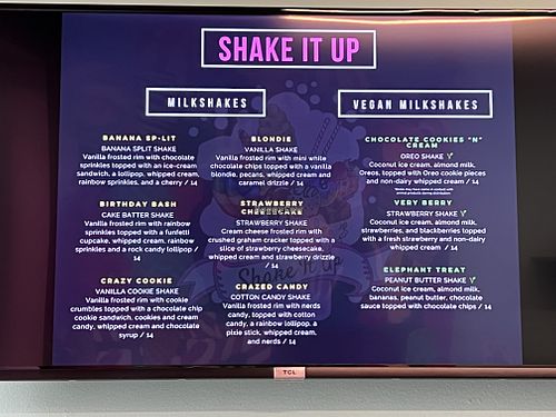 The menu  at Shake It Up Shakes in Norfolk