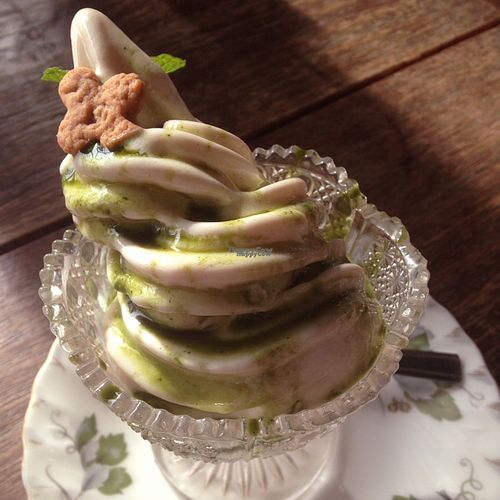 green tea soy ice cream  at Vegans Cafe and Restaurant in Kyoto