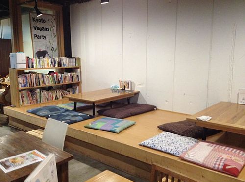 has both Japanese and western sitting options at Vegans Cafe and Restaurant in Kyoto