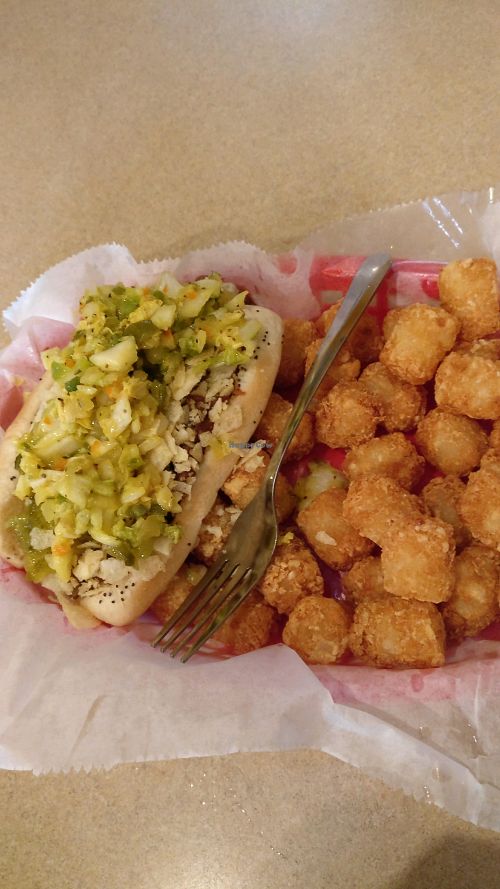 picnic table at Dirty Franks Hot Dog Palace in Columbus