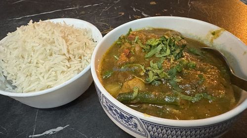 Indian curry with rice…. Great!  at Kasthamandap Restaurant And Cafe House in Lisbon