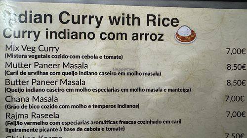 Menu vegan option 4 (curry is great)  at Kasthamandap Restaurant And Cafe House in Lisbon