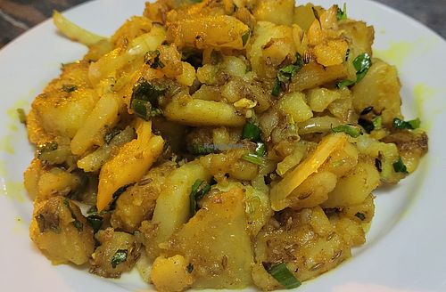 Fried potato spiced dish at Kasthamandap Restaurant And Cafe House in Lisbon