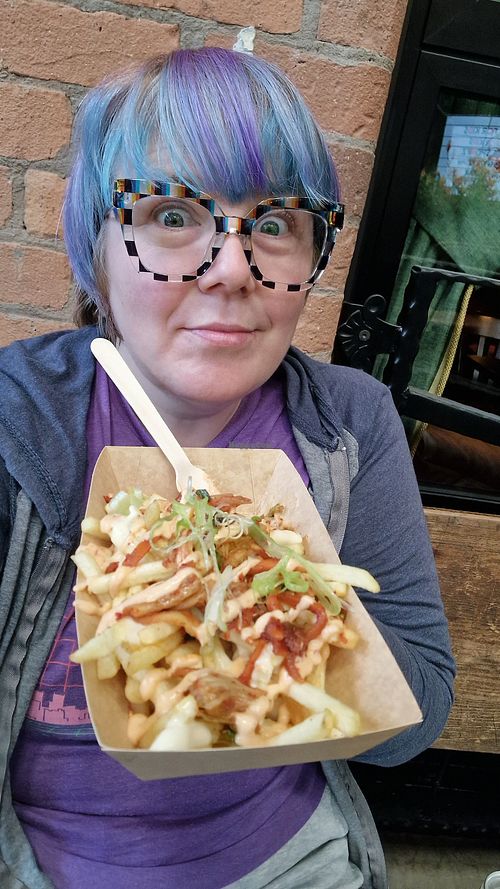 Kimchi cheezy fries! at Forked Up Vegan Kitchen - Blackstock Market in Liverpool