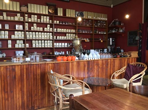 main serving area  at Tea Sutra Teahouse in Newcastle Upon Tyne