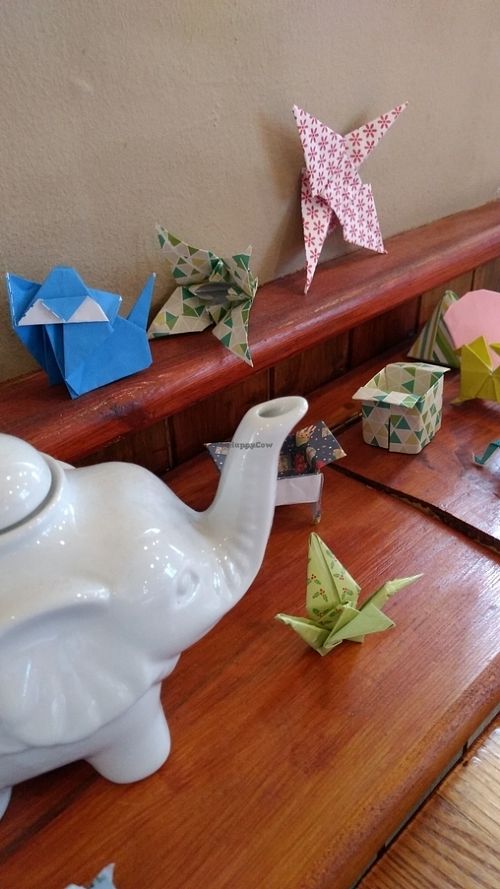 some origami decor at Tea Sutra Teahouse in Newcastle Upon Tyne