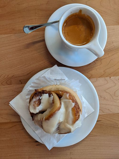 Vegan cinnamon roll at Guilder Cafe at Powell's City of Books in Portland