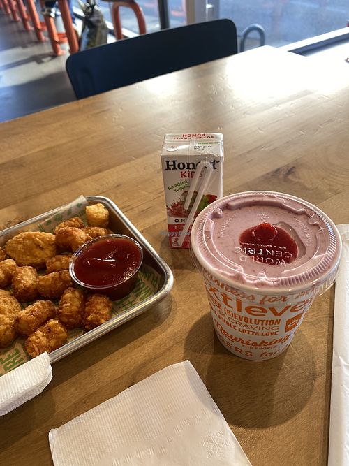 Kiddo Meal - Nuggets and Tots w/Strawberry Shake  at Next Level Burger - West Burnside in Portland