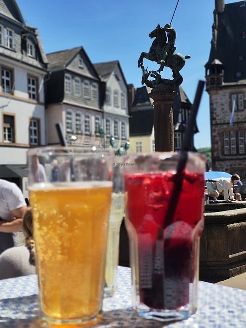 Homemade Limo und Quittenschorle at Restaurant Edlunds in Marburg