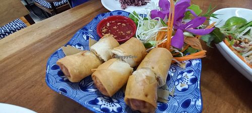 Spring rolls at Chada Vegetarian Restaurant in Chiang Mai