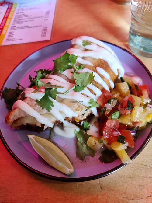 This is only half-portion of the chimichanga at Boca Boca Vegan Guilty Pleasure in Warsaw