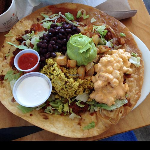 vegan Mexican pizza called, The Flying Saucer Full of Secrets at nami Vegan Sweets in Phoenix
