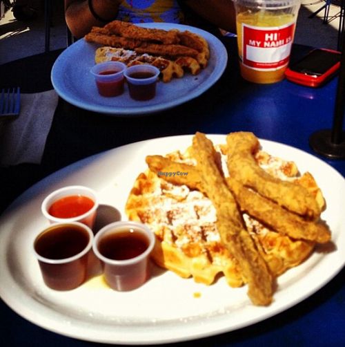 Dae Dae's 'Chicken' n' Waffles (a popular, and delicious, brunch special) at nami Vegan Sweets in Phoenix