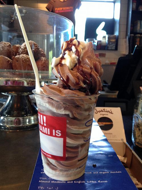 They now have chocolate Tsoynami!! This is a vanilla & chocolate swirl Tsoynami. Yum! at nami Vegan Sweets in Phoenix