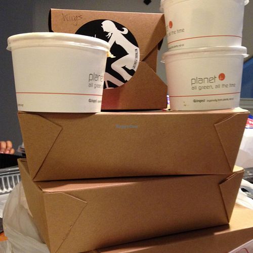 Eco-friendly carry-out containers  at nami Vegan Sweets in Phoenix