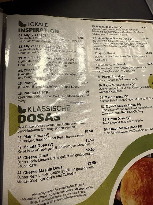 menu  at Saravanaa Bhavan in Cologne