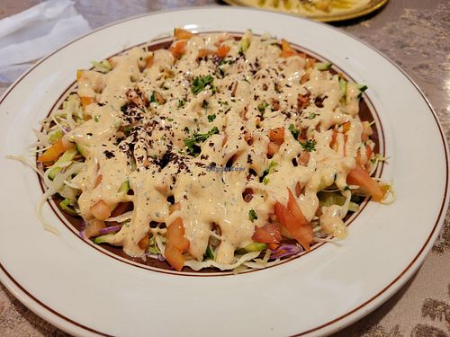 Salad with tahini dressing at Sidra in Nagoya