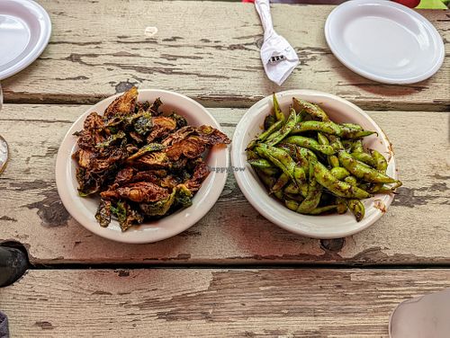 Brussels and Edamame. at Madam Mam's in Austin