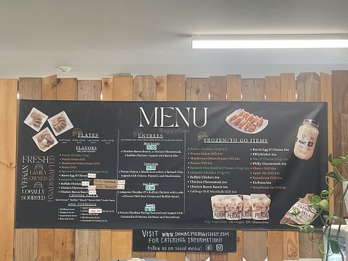 Menu  at Inna's Pierogi Shop in Lititz