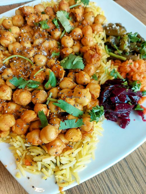 Chickpea platter minus the yogurt at Flavors of Morocco - Southern Market in Lancaster